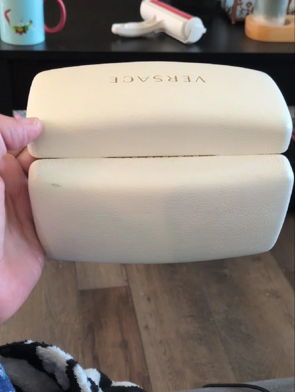 Versace Cream Eyewear Case with Gold Logo CASE ONLY